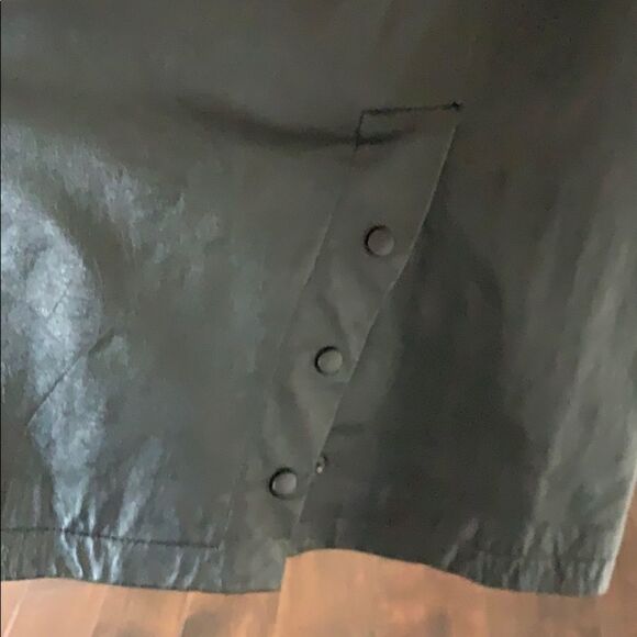 Vintage 70’s 80’s Missy Black 100% Leather Button Full Length Trechcoat Sz M - Picture 8 of 8